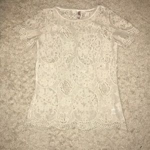 White lace shirt!